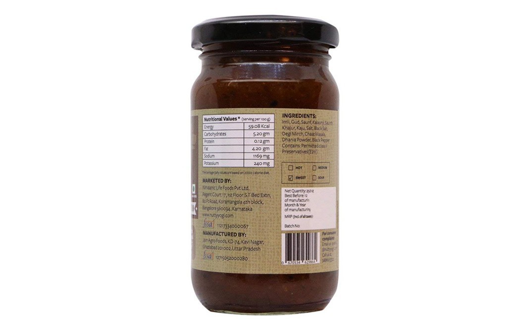 Nutty Yogi Saunth Imli aur Khajoor Ki Chutney   Glass Jar  250 grams